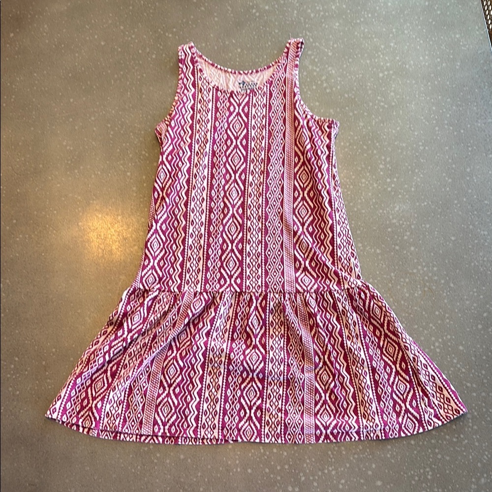 Kids Pink Patterned Drop Waist Dress